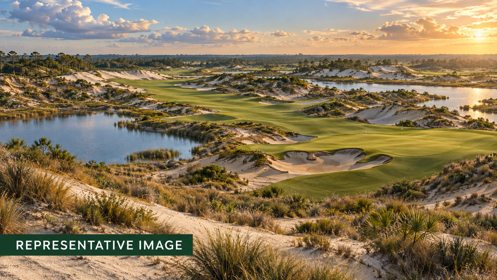 Representative illustration of a Central Florida sand-based golf landscape